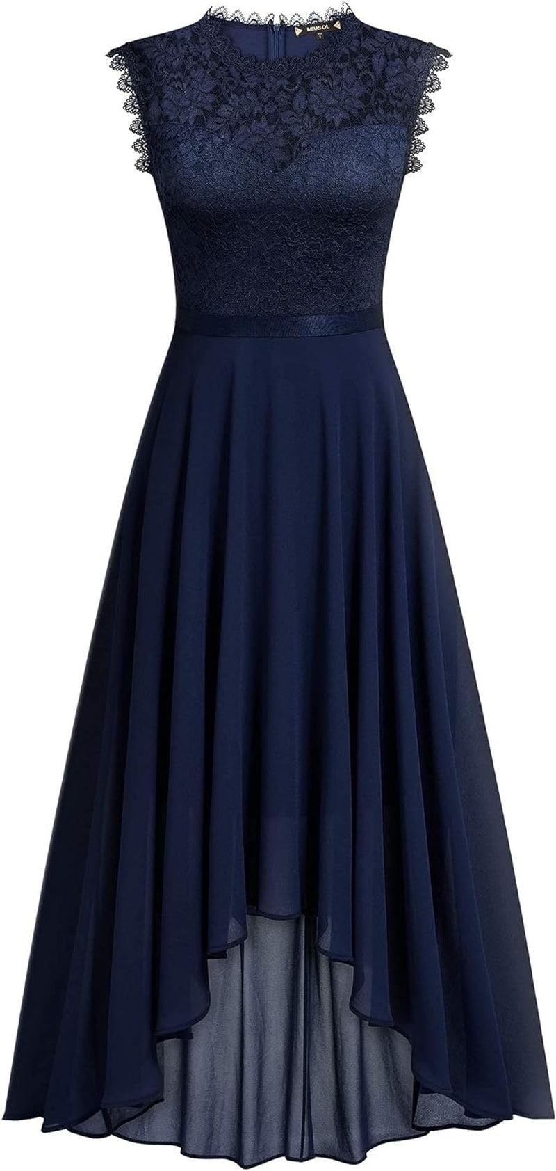 Women'S Formal Retro Lace Style Bridesmaid Maxi Dress (Medium, A-Navy Blue)